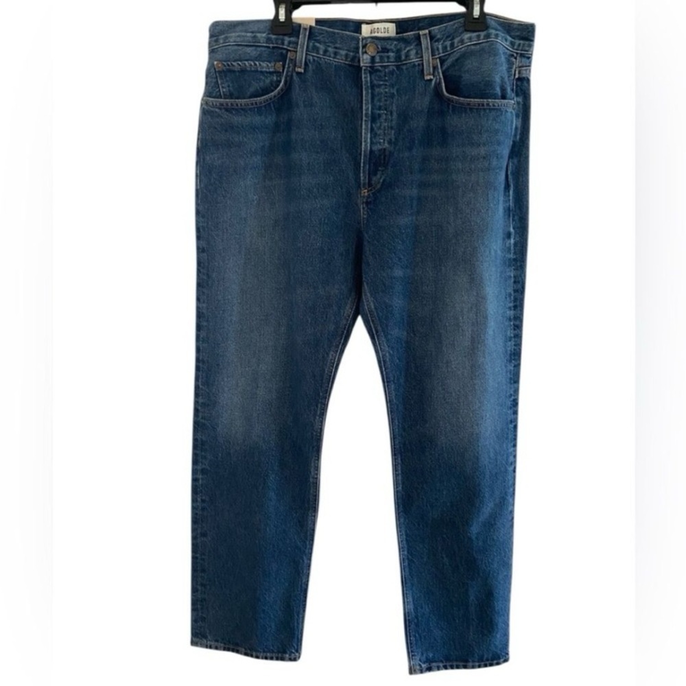 Agolde Parker long low slung Deep Blue vintage Straight Jeans 32 NWT